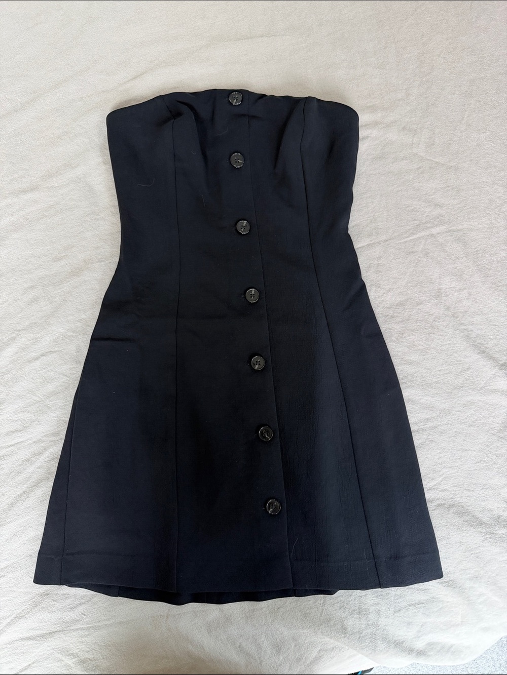 Wilfred strapless Black Button-Front Mini Dress